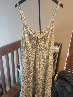 Lane Bryant White and Green Floral Maxi Dress